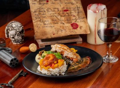 Grilled lobster Jolly Roger